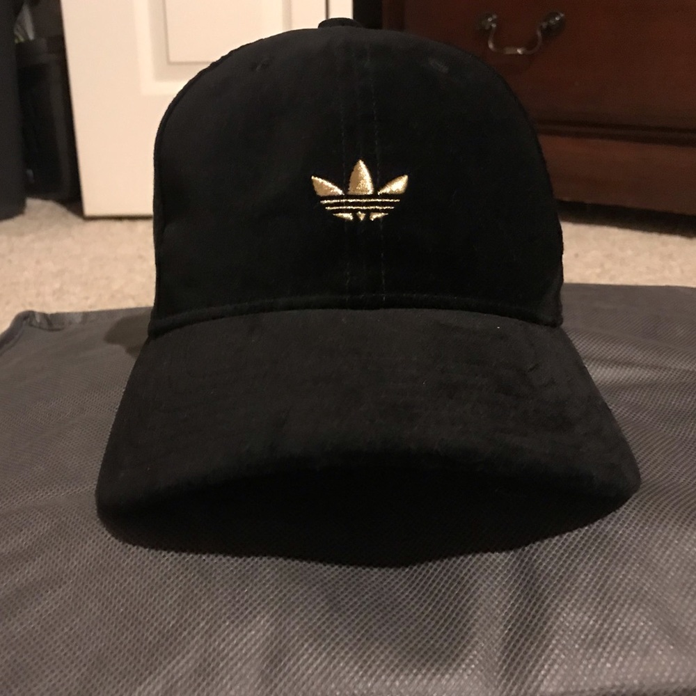Adidas Black and Gold Velvet Cap